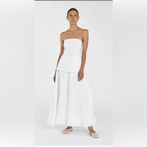 Linen White Strapless Dress